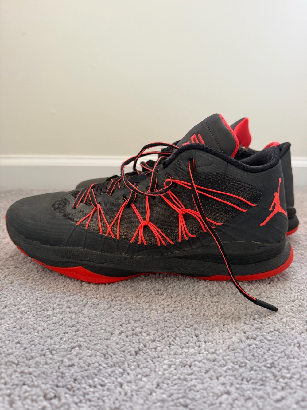 Jordan Black with Red Accents Low-Top Basketball Shoes